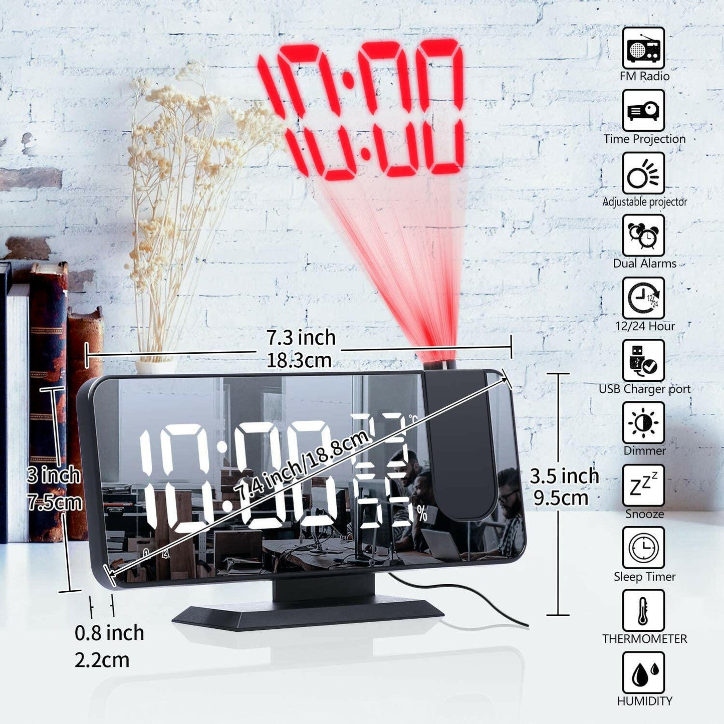 LED Projection Digital Alarm Clock Phone Charger.