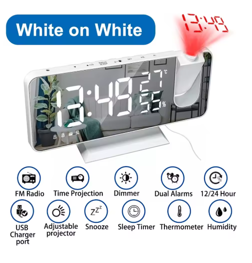 LED Projection Digital Alarm Clock Phone Charger.