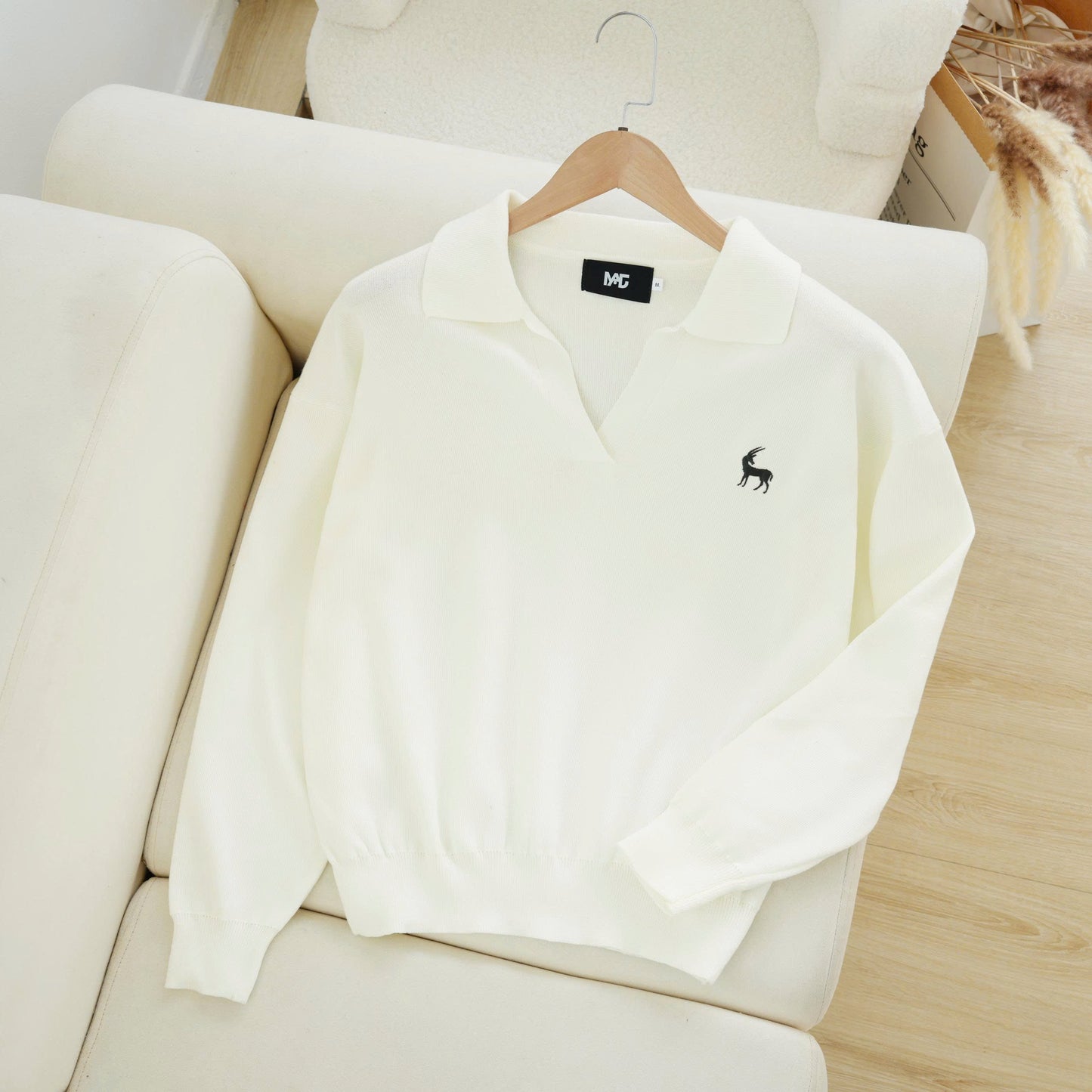 Relaxed Fit Knit Polo Jumper For Men