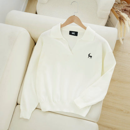 Relaxed Fit Knit Polo Jumper For Men