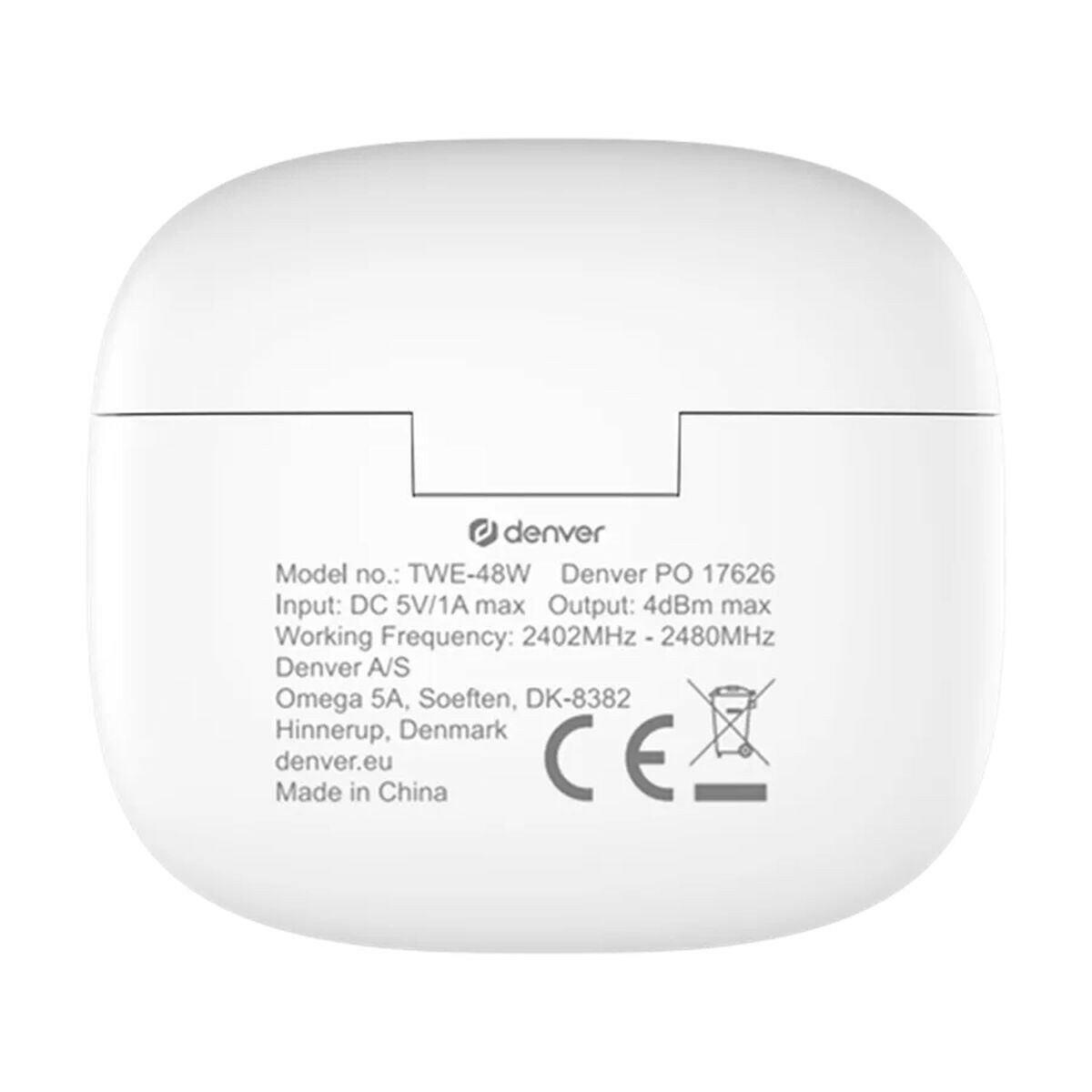 White Bluetooth Earphone Denver TWE-48W.