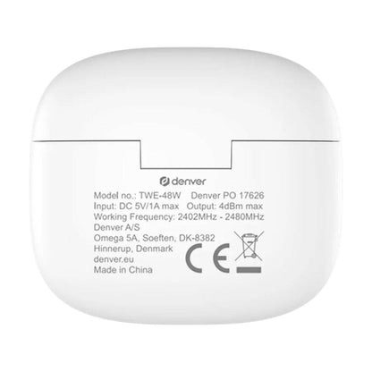 White Bluetooth Earphone Denver TWE-48W.