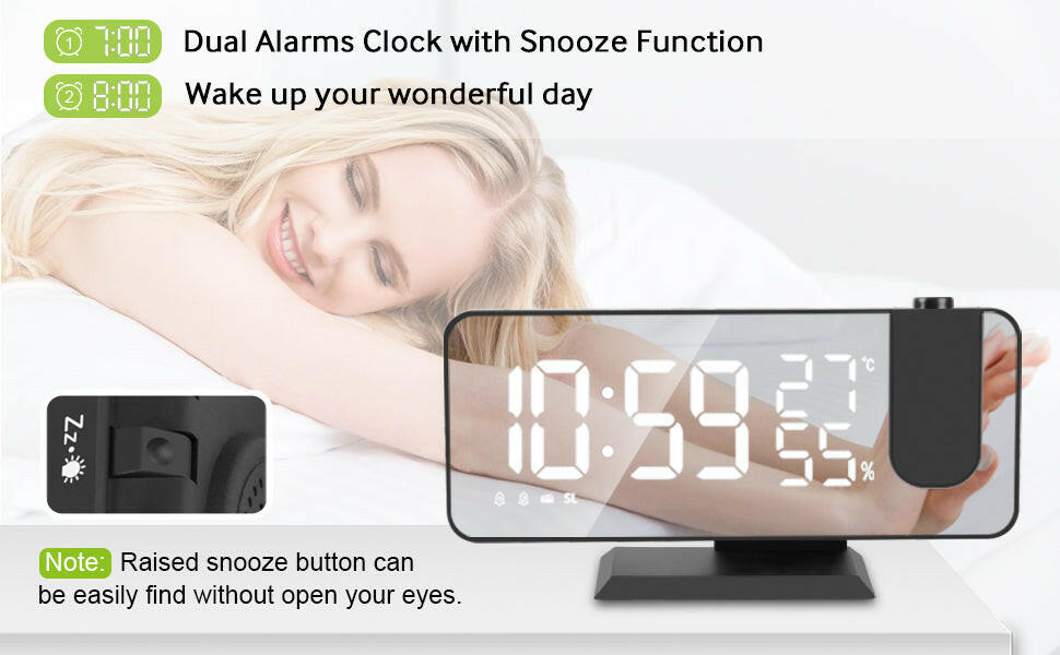 LED Projection Digital Alarm Clock Phone Charger.