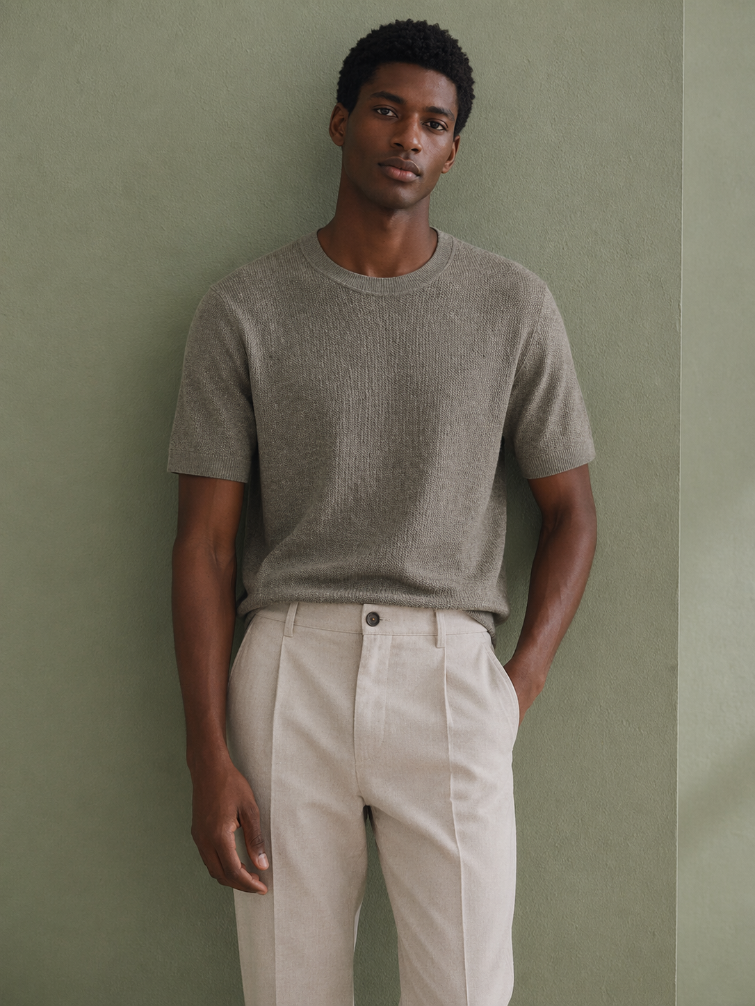 Silk-Blend Herringbone T-Shirt