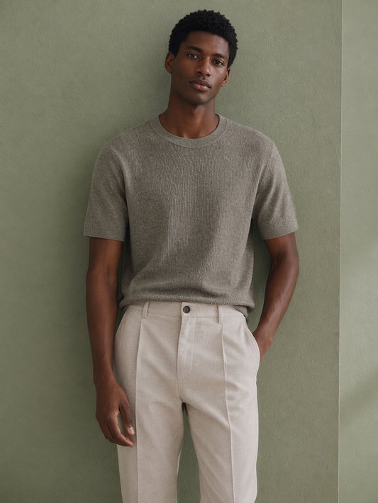 Silk-Blend Herringbone T-Shirt