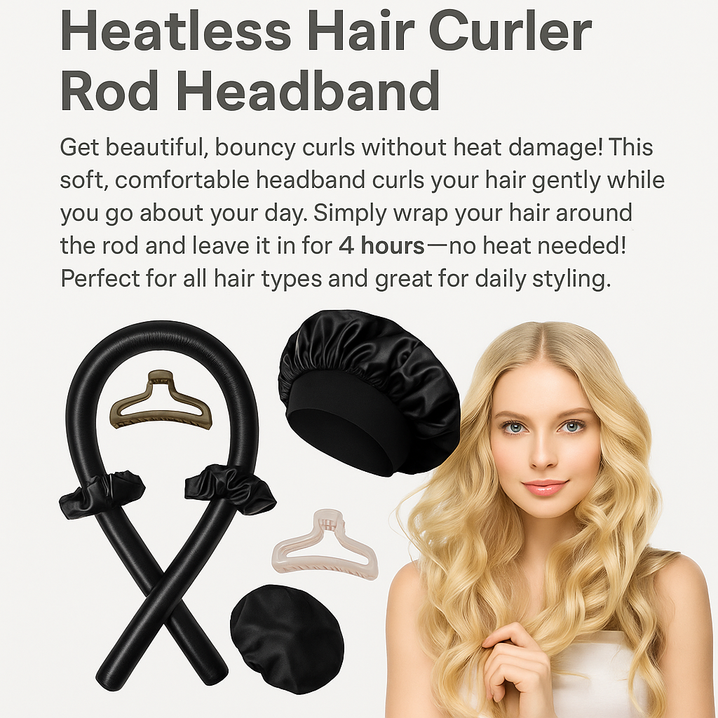 Heatless Hair Curler Rode Headband.