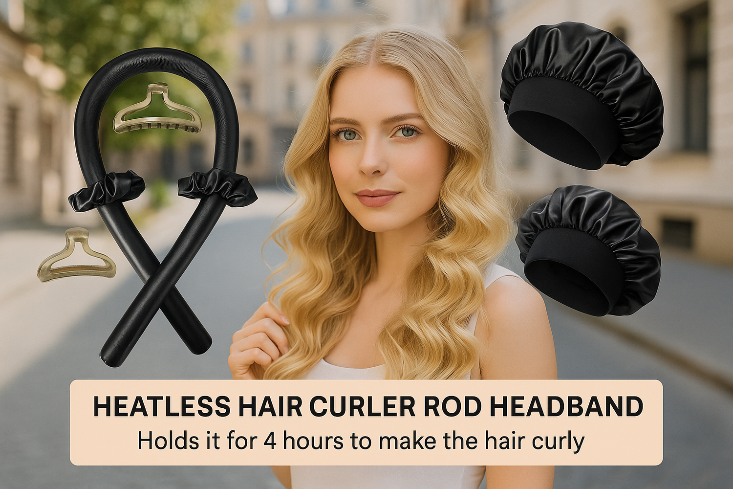 Heatless Hair Curler Rode Headband.