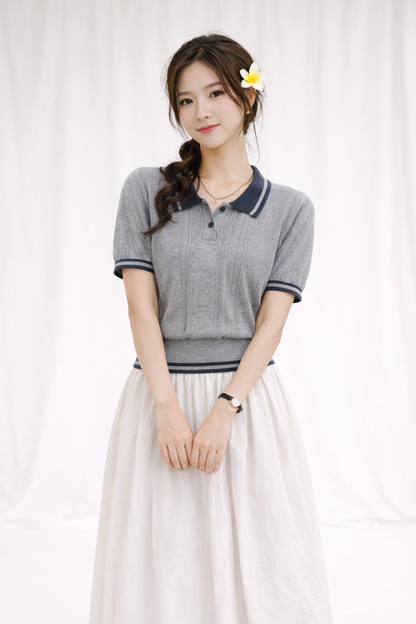 Vintage Knit Polo Top