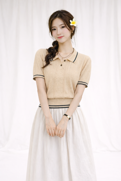 Vintage Knit Polo Top