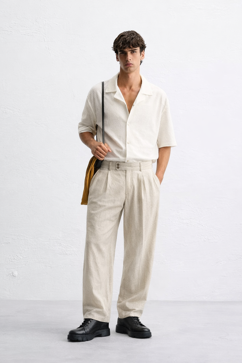 Neapolitan Linen-Cotton Suit Trousers