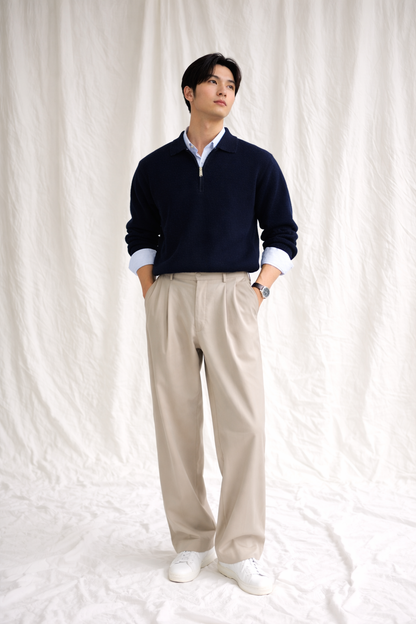 Korean V-Neck Polo Sweater