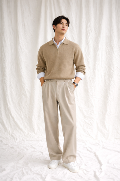 Korean V-Neck Polo Sweater