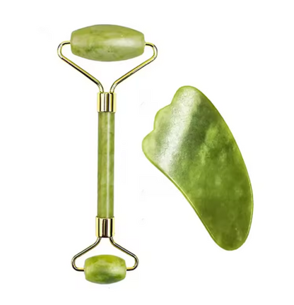 Jade Roller & Gua Sha Set – Natural Stone Face Massager.