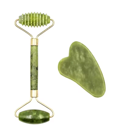 Jade Roller & Gua Sha Set – Natural Stone Face Massager.