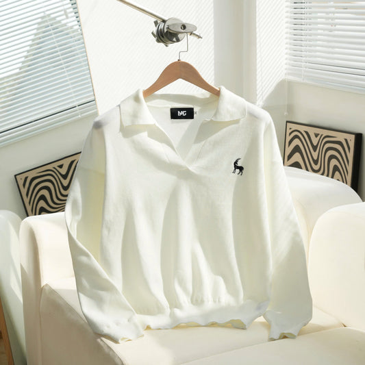 Relaxed Fit Knit Polo Jumper For Men