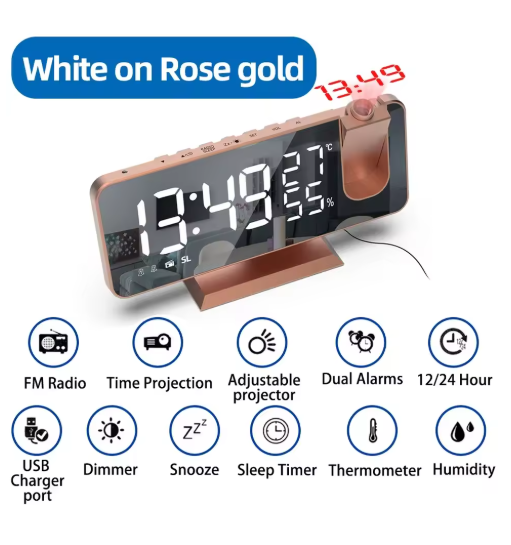 LED Projection Digital Alarm Clock Phone Charger.