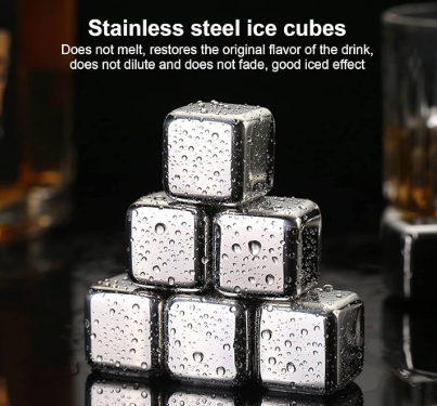 Reusable Stainless Steel Ice Cubes – Never Melt, No Dilution, Whiskey Stones.